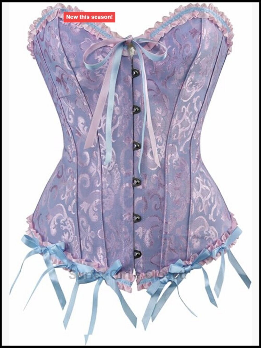 Vintage Floral Corset Top Lace Up Boned Overbust Bustier Shapewear